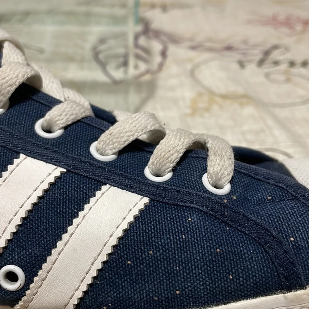Adidas San Remo Trainer Shoes Sneakers Navy White AF5277 Lace Up Low Top 9 Men's